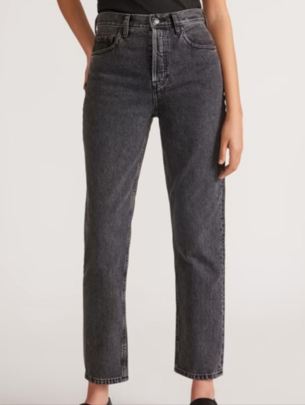 Everlane Jeans The 90s Cheeky Organic Cotton Ankle Charcoal Black Button Fly 27